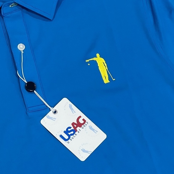 NWT USAG U Suck at Golf Large Blue Performance Polo Golf Shirt William Murray - Picture 3 of 6
